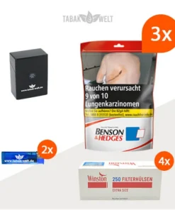 Benson und Hedges Volumentabak 3x Beutel mit 1000 Extra Size Hülsen und Etui