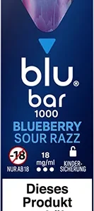 blu bar 1000 Blueberry Sour Razz 18 mg/ml Einweg E-Zigarette