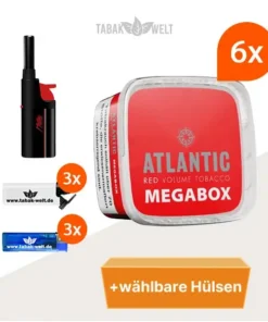 Atlantic Red Premium Volumentabak 6x Mega Box mit wählbaren Hülsen