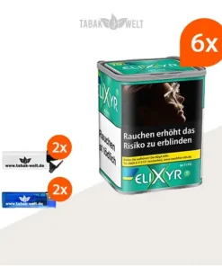 Elixyr Feinschnitttabak Menthol Plus 6x Dose mit Feuerzeugen