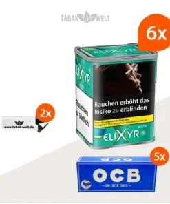 Elixyr Feinschnitttabak Menthol Plus 6x Dose mit 1000 OCB Hülsen