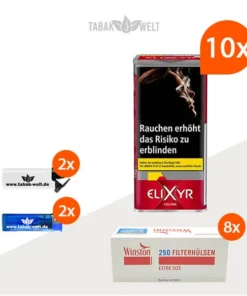 Elixyr Red Volumentabak 10x Dose mit 1000 Extra Size Filterhülsen