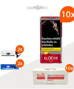 Elixyr Red Volumentabak 10x Dose mit 1000 King Size Filterhülsen