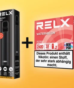 RELX Starter Deal – 1x Device schwarz + 1x 2er Packung Pods Watermelon
