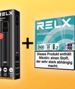 RELX Starter Deal – 1x Device schwarz + 1x 2er Packung Pods Spearmint