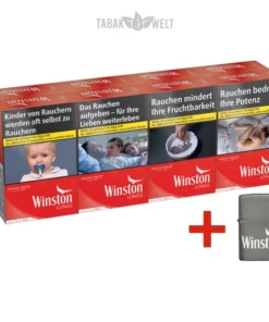 8x Winston Red Zigaretten Long Big Pack XXL mit Zippo Feuerzeug