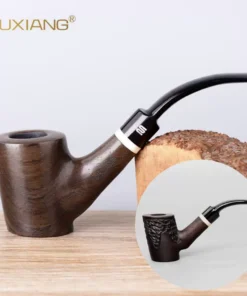 Gebogene 9mm Ebenholz-Tabakpfeife im Hammer-Stil