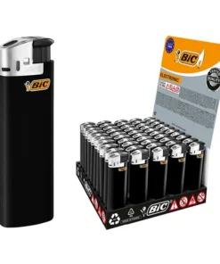 BIC Maxi J38 Electronic Feuerzeuge „Schwarz/Silber“, 50er Display