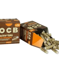 OCB Filter Slim Activ Tips Unbleached – Virgin Aktivkohle 7mm, 50 Stück