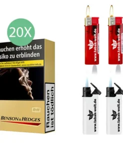 Benson & Hedges Zigaretten Gold 20 x Packungen mit Feuerzeugen