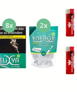 Elixyr Plus Zigaretten 8 x 25 + 200 Energy Menthol Filter Tips
