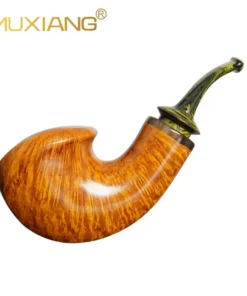 MUXIANG Large Chamber Briar Ganoderma Lucidum Type Smoking Pipe With Cumberland Mouthpiece