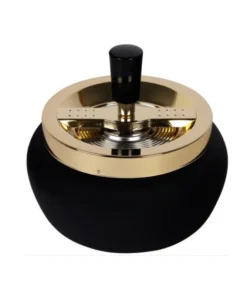 Drehaschenbecher „Shiny Gold & Rubber“, schwarz mit Gold; Ø 13 cm