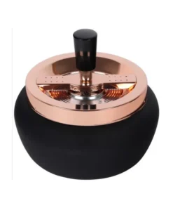 Drehaschenbecher „Rose Gold Rubber“, schwarz und rosegold; Ø 13 cm