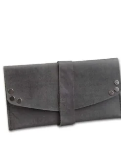 Feinschnitt-Tasche Leder Hunter schwarz, mit Wickelband