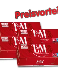 4 x L&M Extra Filterhülsen Red Label, 250er