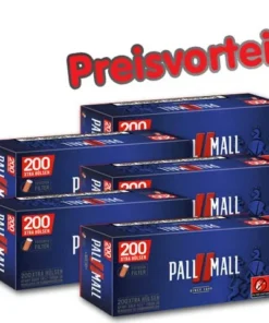5 x Pall Mall Red Xtra Hülsen, 200er