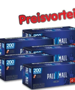 5 x Pall Mall Blue Xtra Hülsen, 200er