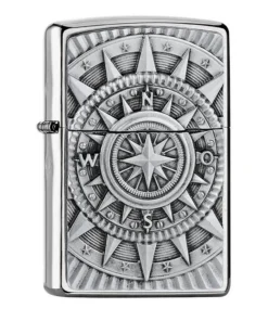Zippo Chrom gebürstet Compass Emblem