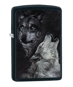 Zippo Schwarz matt Wolf
