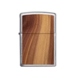 Zippo Chrom gebürstet Woodchuck Zedernholz Emblem