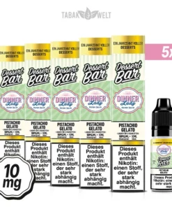 5X Dinner Lady Dessert Bar E-Liquid Pistachio Gelato 10ml, 10mg/ml