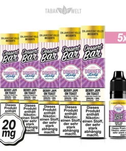 5X Dinner Lady Dessert Bar E-Liquid Berry Jam on Toast 10ml, 20mg/ml