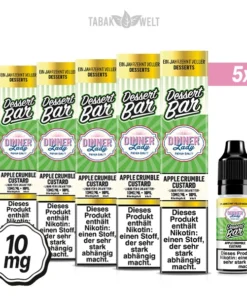 5X Dinner Lady Dessert Bar E-Liquid Apple Crumble Custard 10ml, 10mg/ml