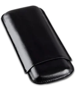 Zigarren-Etui Leder in schwarz für Double Corona-Format – 200x85mm, 3er