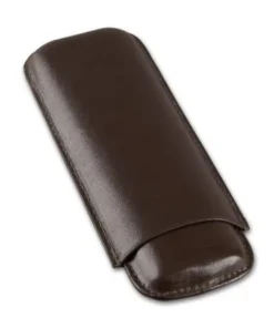 Zigarren-Etui Leder in dunkelbraun für Double Corona-Format – 200x75mm, 2er