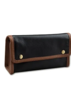 Pfeifentasche Leder in schwarz/braun, 1er