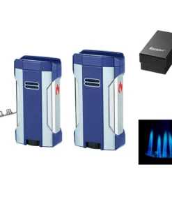 Zigarrenfeuerzeug „Winjet“ blau/chrom; 4er Jet, mit Bohrer