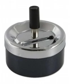 Schleuderaschenbecher Chrom-Schwarz – Ø 9cm