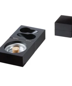 Pfeifenaschenbecher „Schwarz-Braun“ Holz mit 2 Ablagen offen; 20x10x4,3cm; einzeln