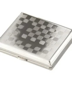 Zigaretten-Etui Chrom mit Quadrat-Dekor, 18er