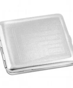 Zigaretten-Etui Nickel-Satiniert mit Rechteck-Dekor, 18er