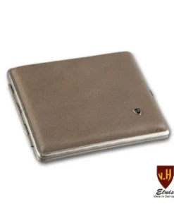 Zigaretten-Etui Metall mit Kunstleder-Cover in braun, 24er