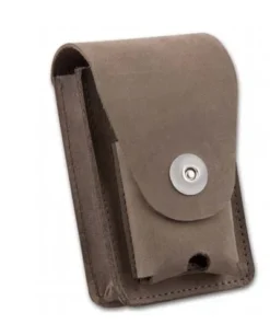 Zigaretten-Etui Leder in braun mit Feuerzeugköcher und Gürtelschlaufe, 20er