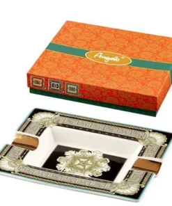 Zigarrenaschenbecher Angelo New Bone China aus Porzellan mit Ornamenten – 20,5x17cm