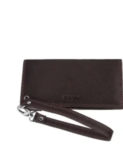 Feinschnitt-Tasche Zippo Leder Mokka, 8,6 x 16,5 x 2,5 cm