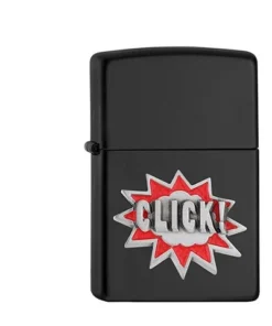 Zippo Schwarz matt Click! Emblem