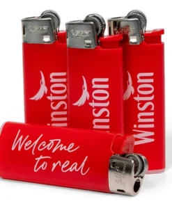 4x Winston BIC Mini Reibradfeuerzeuge Rot