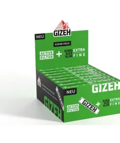 16 Stück Gizeh Black King Size Slim + Active Filter Black 6mm, 34 Blatt + 16 Tips