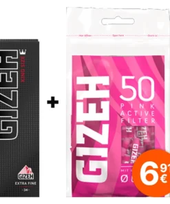 Gizeh Pink Active Filter 50 x 6 mm Beutel + Blättchen Bundle