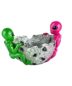 Aschenbecher „Aliens Meteor“; grün-pink-grau; Ø 9cm; 13x18cm