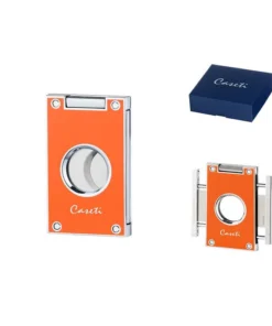 Zigarrenabschneider „Caseti“ orange, 2 Klingen, Ringmaß 56