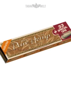 PURE HEMP UNBLEACHED Blättchen KING SIZE 33 Blatt Special TIPS