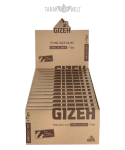 Gizeh Blättchen Unbleached King Size Slim Tips Box 26 x 34 Blatt