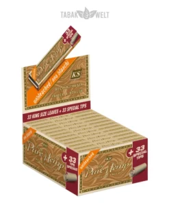 PURE HEMP UNBLEACHED Blättchen KING SIZE 24 x 33 Blatt Special TIPS Box
