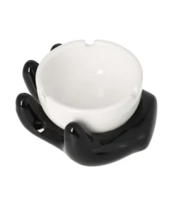 Aschenbecher „Angelo“ Keramik schwarz/weiß Hand, Ø 11,5cm, einzeln